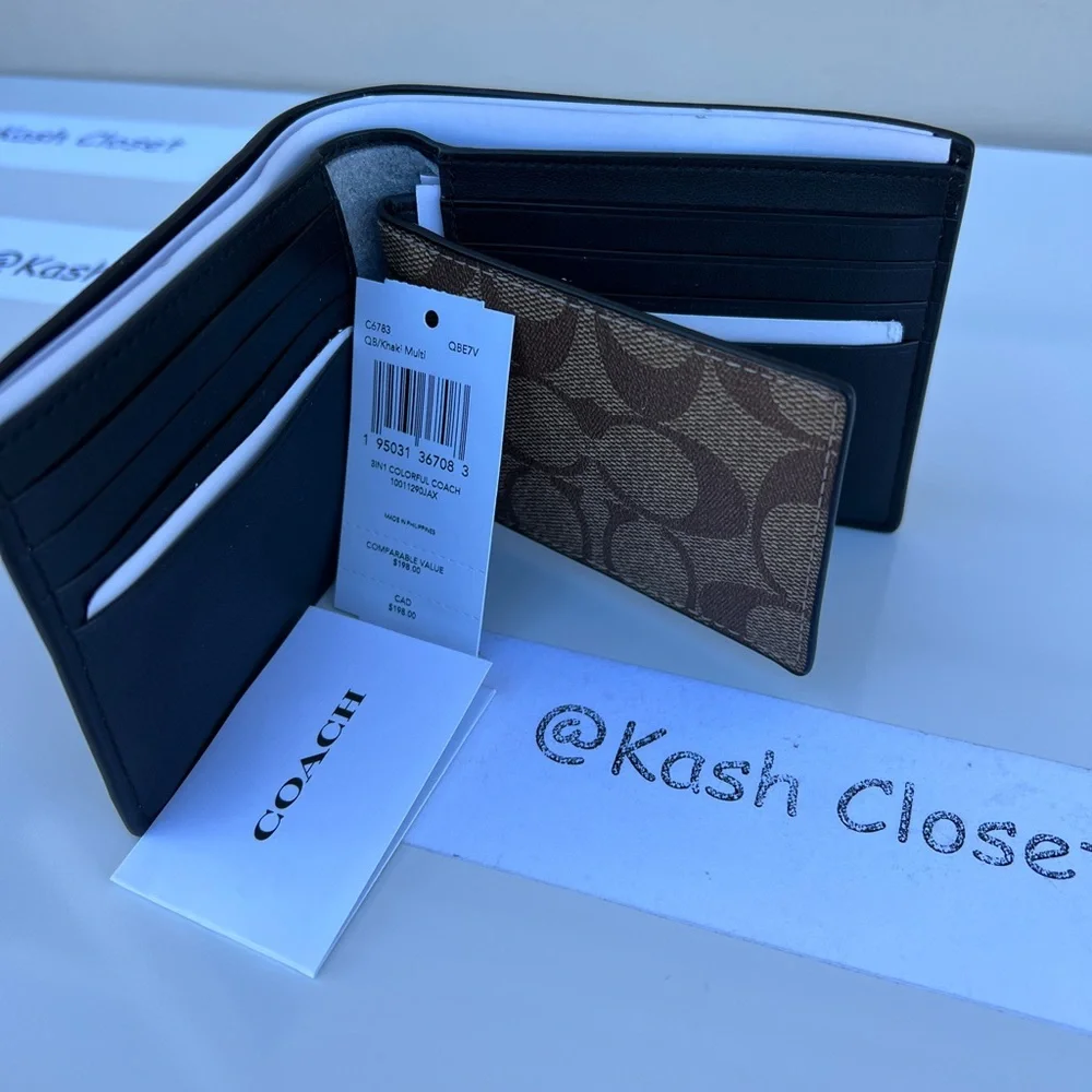 Coach 3 In 1 Wallet In Signature Canvas With Coach Rainbow - Picture 7 of 8
